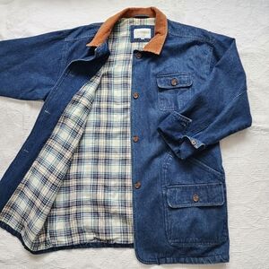 Vintage Cambridge Cotton Denim Barn Chore Flannel Lined Corduroy Collar Jacket